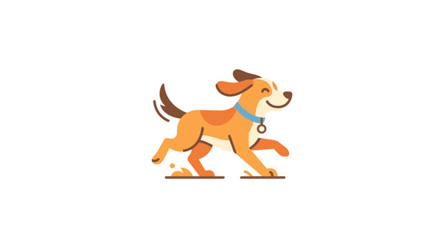 Cute Cartoon Dog Running Happily Flat Vector Illustration