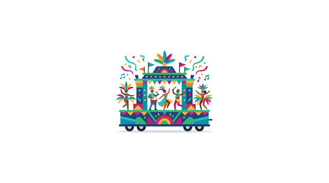 Colorful Carnival Parade Float with Dancers Vector Illustration