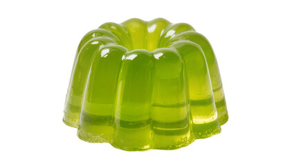 Green gelatin dessert in fluted mold