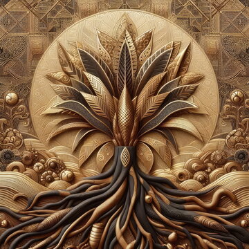 Premium Iboga Root Tribal Mosaic Background