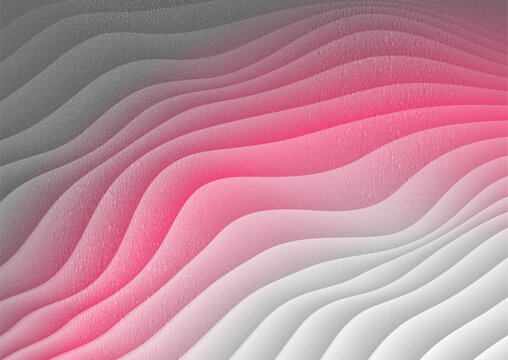 Abstract pink and grey background with layered smooth gradient waves and noise grunge texture. Vector elegant design