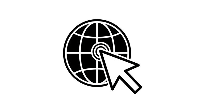 Globe icon with cursor click selection