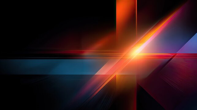 Abstract light streaks and geometric shapes in dark space