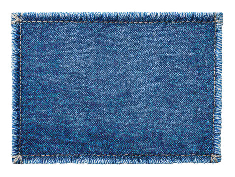 A blue denim texture with frayed edges isolated on transparent background