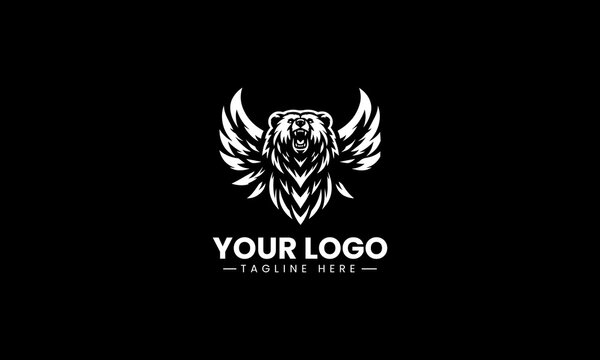 A roaring winged grizzly bear stands fiercely mascot
