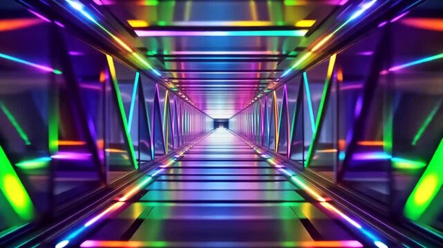 Futuristic Neon Tunnel Sci Fi Corridor Background