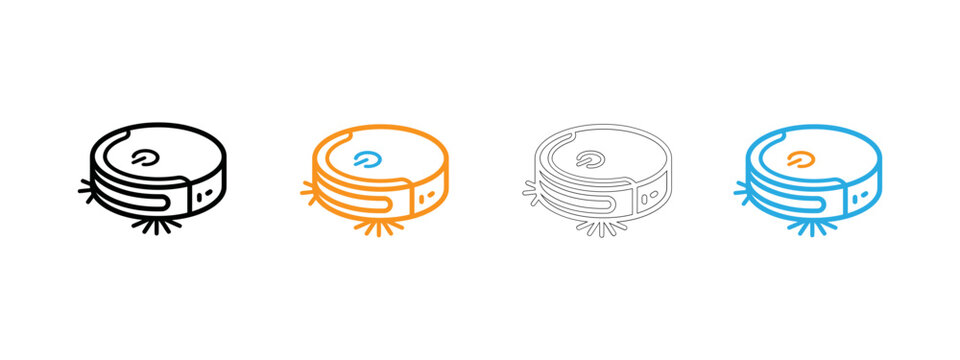 Four colorful robot vacuum cleaner icons Vector