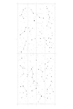 Minimal star map illustration with constellations, celestial dots, and subtle circular grid lines on a clean white background