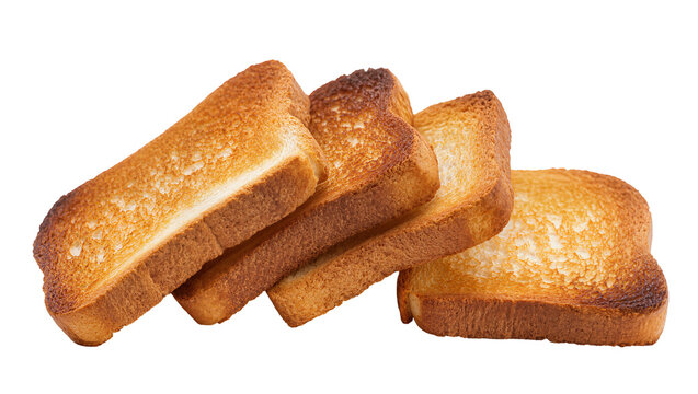 Stack of golden brown toasted bread slices