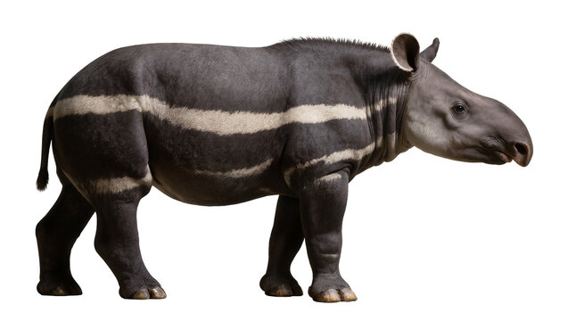 Baird s Tapir with distinctive white stripes on dark fur