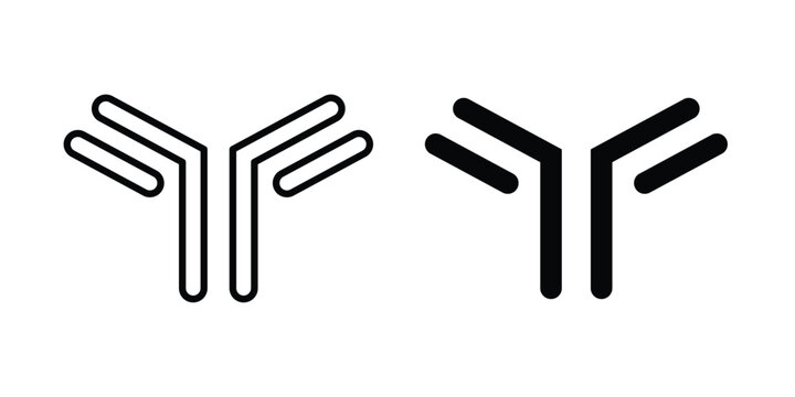 Antibody icon set in black, suitable for graphic projects and designs