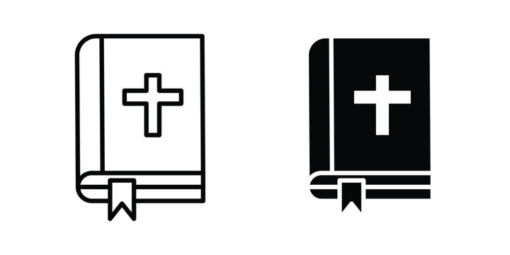 Bible icon set in black, suitable for graphic projects and designs