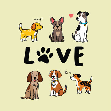 Cute Dogs Love Illustration