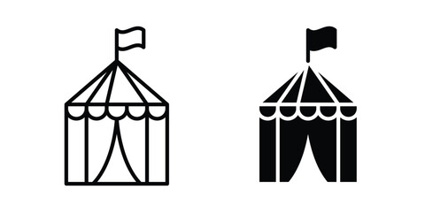 Circus tent icon set in black, suitable for graphic projects and designs © Bell