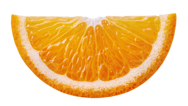 Orange slice with white pith and textured rind