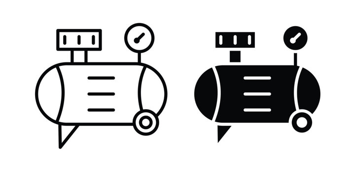 Compressor icon set in black, suitable for graphic projects and designs