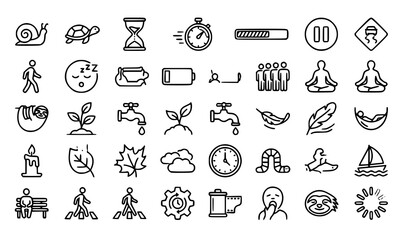 Editable Stroke Slow Movement Outline Icon Set for Waiting Timing and Patience Concepts © Md