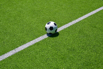The football on the green soccer field © 文娟 魏