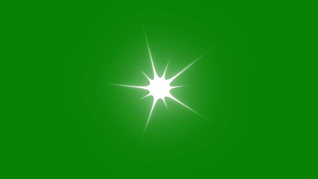 Twinkle Light Stars Sparkling Animation, White Cartoon Star Glitter, Flat Vector Doodle Effect, Shimmering Glowing Lights, Green Screen Background, Holiday Celebration Night Sky Loop, 4K