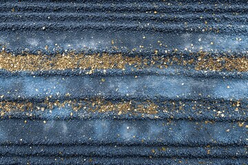 Obraz premium Dark blue corrugated metal sheet with gold glitter texture corrugated background industrial metallic backdrop