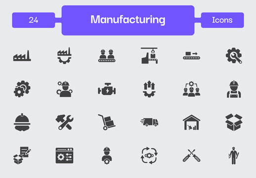 Industrial Manufacturing Icon Set