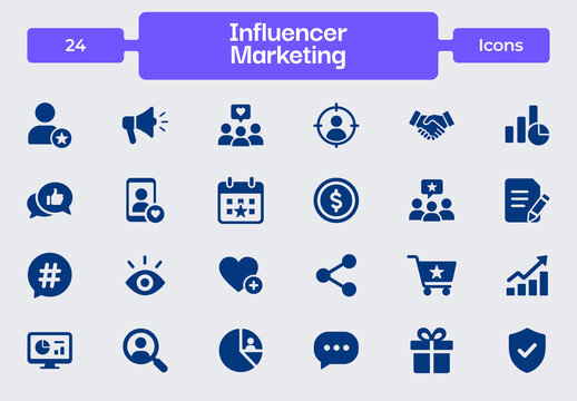 Influencer Marketing Icon Set