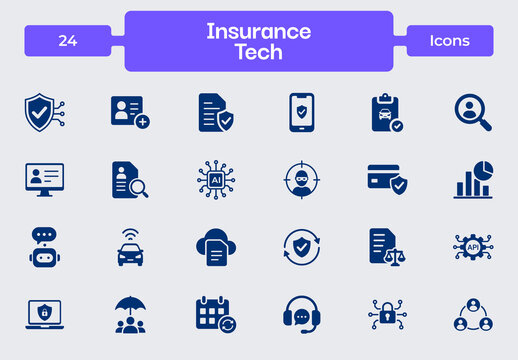 Insurance Tech Icon Set