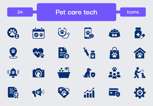Pet Care Tech Icon Set