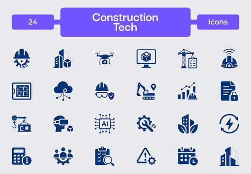 Construction Tech Icon Set