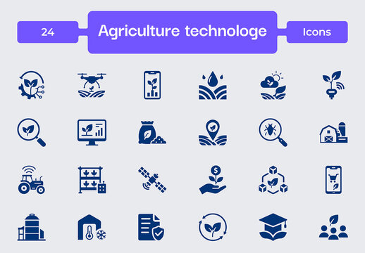 Agriculture Technology Icon Set