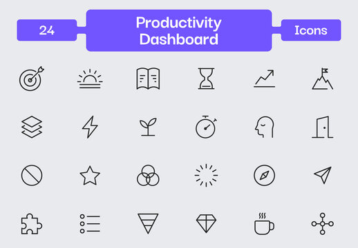 Productivity Dashboard Stroke Icon Set