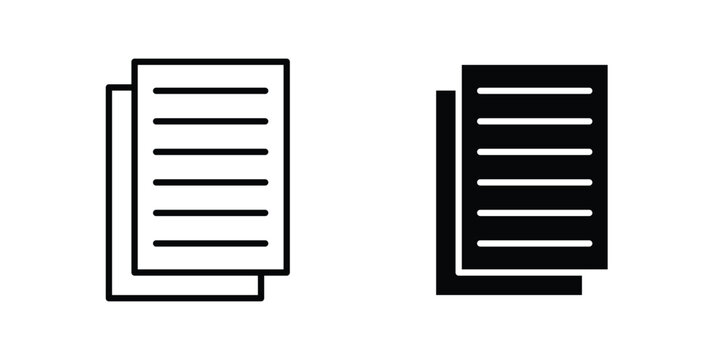 Document papers icon set in black, suitable for graphic projects and designs