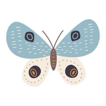Cute kids boho butterfly illustration with abstract elements