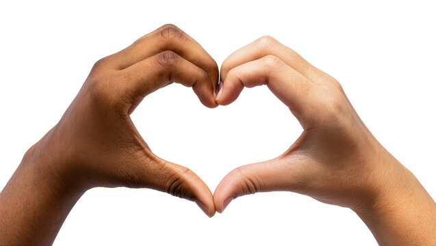 Diverse hands forming heart shape