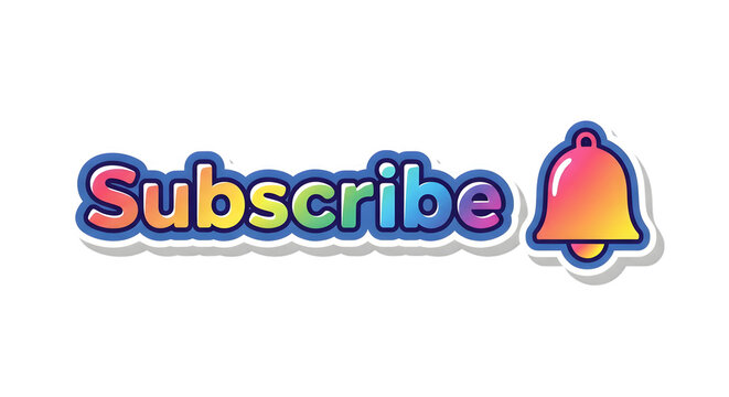 Colorful subscribe bell icon on transparent background for digital media