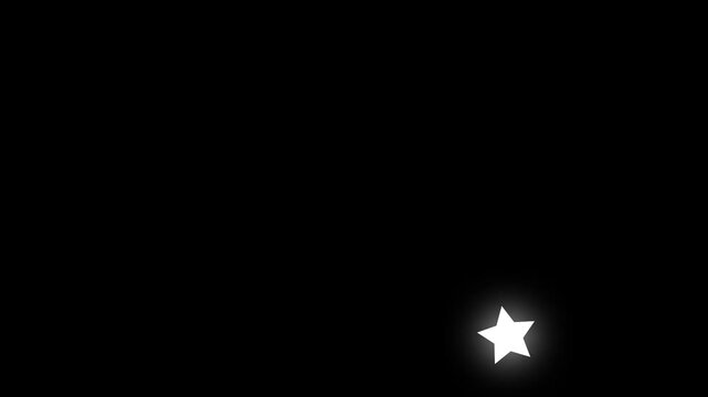 Glittering Twinkle Star Animation, White Doodle Cartoon Stars, Sparkling Vector Light Effect, Blinking Shining Night Sky Elements, Chroma  Black Screen Background, Seamless Loop Overlay, 4K
