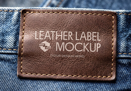Leather Label Mockup On Blue Jeans