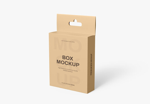 Hanging Packaging Box PSD Mockup