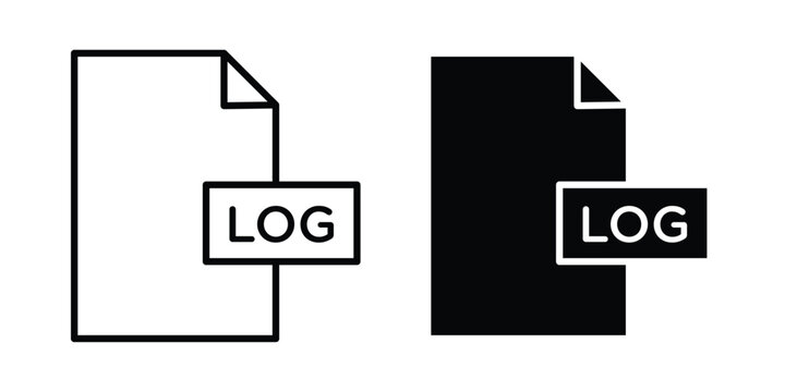 log file icon set in black, suitable for graphic projects and designs