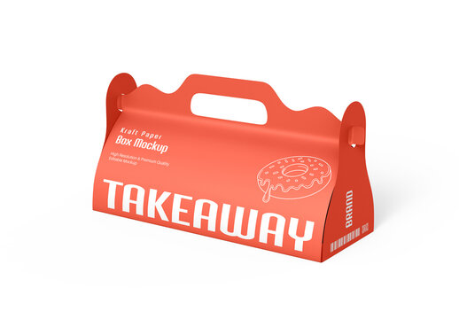 Takeaway Food Box Mockup with Handle