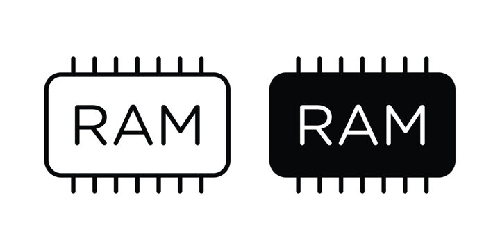 Ram memory icon set in black, suitable for graphic projects and designs