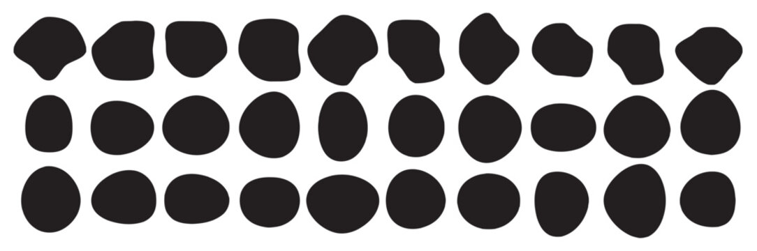 Set of abstract blob shapes, organic liquid silhouettes