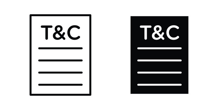 Terms and Conditions icon set in black, suitable for graphic projects and designs
