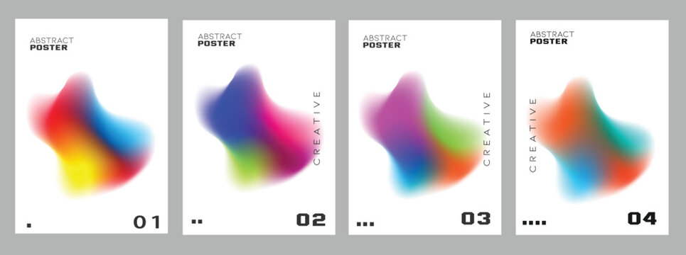 Set of Four Colorful Abstract Web Buttons Vector Illustration