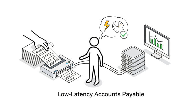 Illustration of low latency accounts payable processing concept.