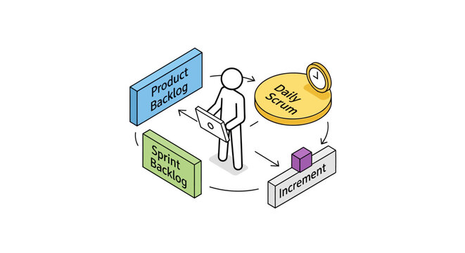 Illustration of Agile Product Development Workflow Process.