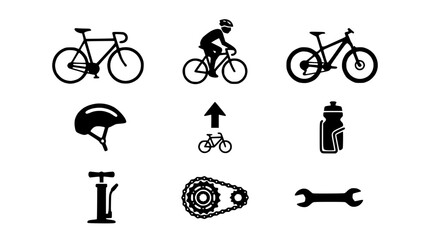 Naklejka premium Cyclist riding bicycles and using equipment outdoors actively