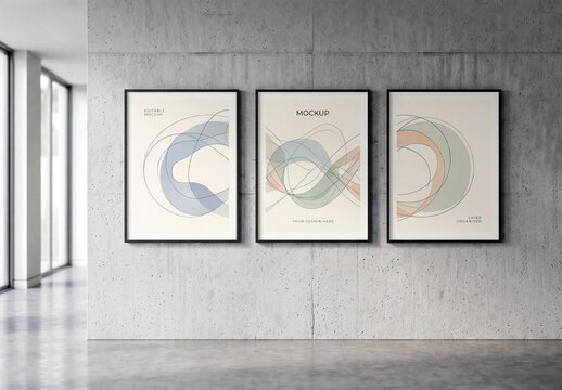 Triple Poster Frame Mockup Set