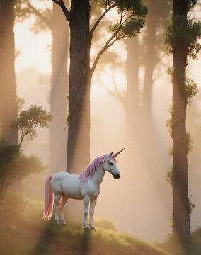 Une licorne dans une foret enchant&eacute;e