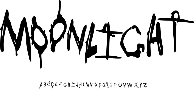 Moonlight Horror Handwritten Font Alphabet &ndash; Creepy Scratch Display Typeface for Halloween Posters, Psychological Thriller Titles, Haunted Branding & Dark Horror Typography Design